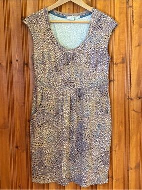 Boden Speckled Knit Scoop-Neck Dress in Lavender and Taupe